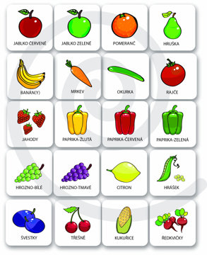 Obrázek Set 20 ks magnetických piktogramů – Zelenina a ovoce