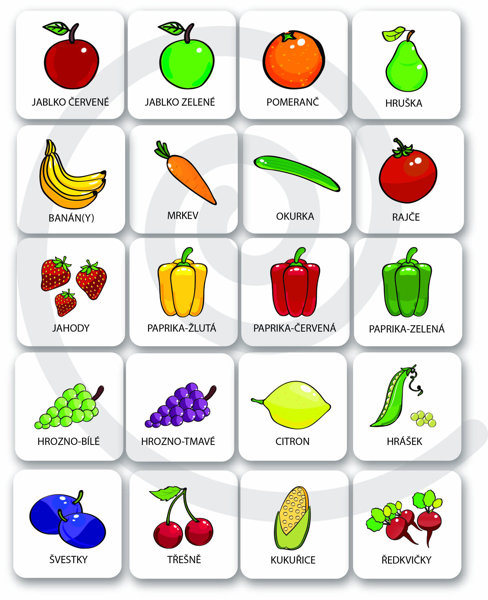 Obrázek Set 20 ks magnetických piktogramů – Zelenina a ovoce