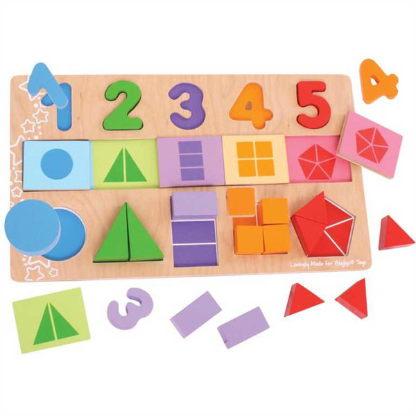 Obrázek Bigjigs Toys Didaktická deska Čísla, barvy, tvary